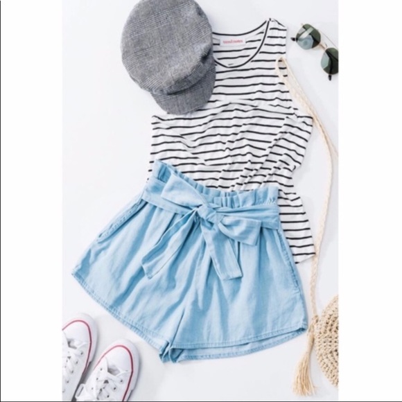 Pants - Front Tie Denim Shorts